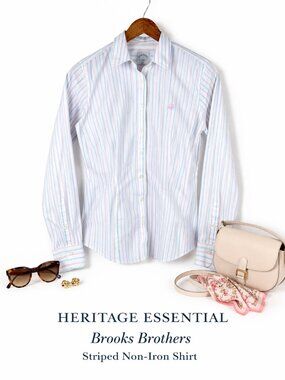 Brooks Brothers 1818 Non-Iron Stripe Shirt Pink Blue Sz 2 NWOT